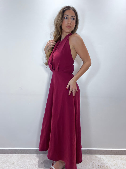 V Twist Backless Burgundy